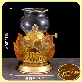 Đèn Dầu Hoa Sen Thủy Tinh 09