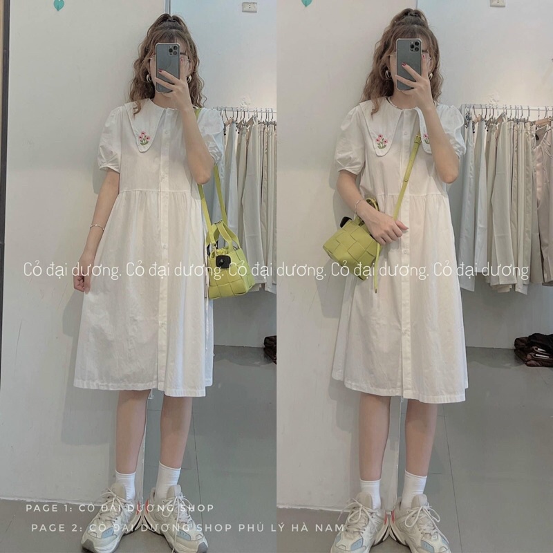 váy bbd thêu hoa cổ 652