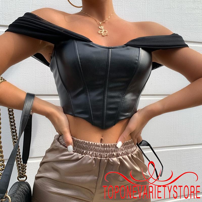 Áo croptop trễ vai màu trơn thời trang quyến rũ cho nữ