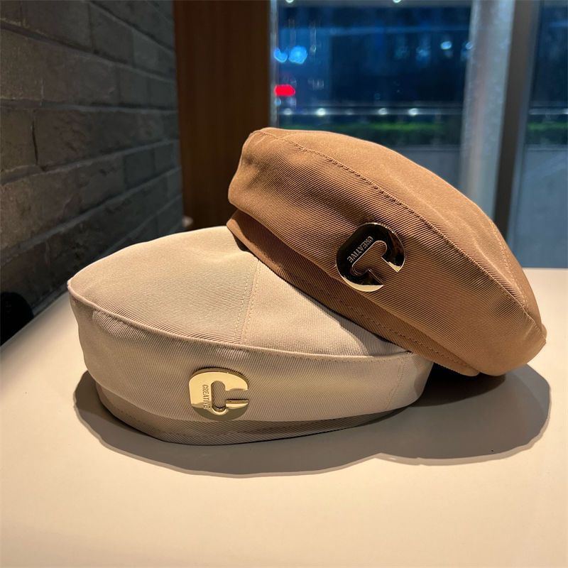 Mũ Beret Kim Loại Mỏng In Chữ C Phong Cách Dongdaemun Thời Trang Mùa Hè Cho Nữ
