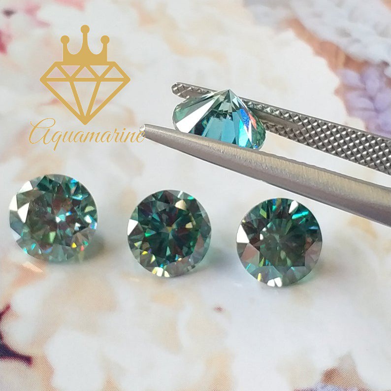 Kim cương nhân tạo Moissanite Round Blue
