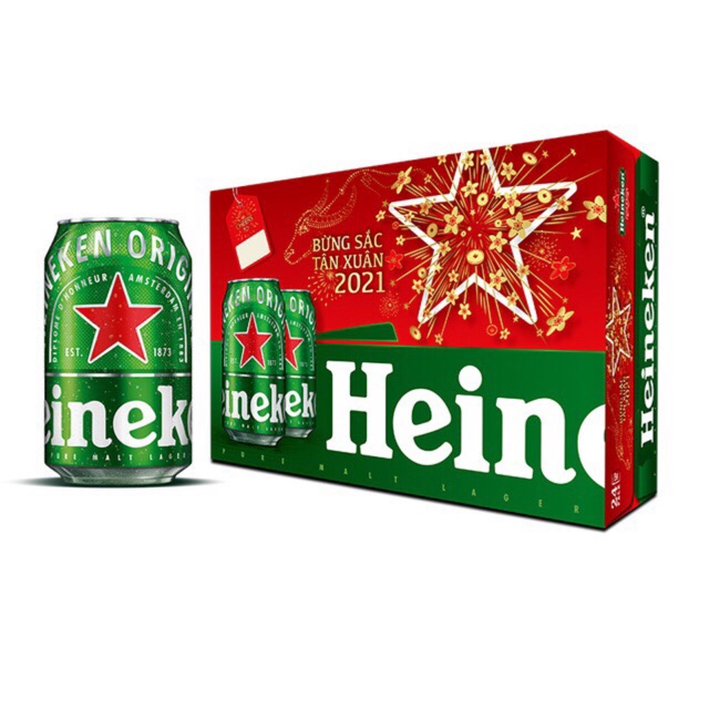 Thùng 24 Lon Bia Heineken Thường (24 x 330ml) [Tặng Thêm 4 Lon Phiên Bản Giới Hạn]