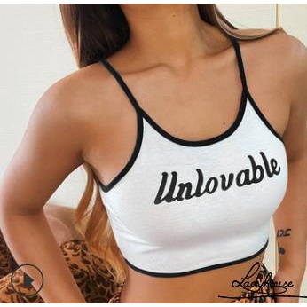 Áo Croptop Hai Dây Ôm Dáng In Chữ Thời Trang Cho Nữ