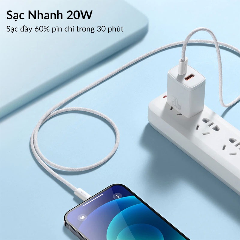 Cáp Sạc Nhanh Pd 20w Baseus Series Dynamic Dây Dù Màu Pastel Chống Rối Độ Dài 1m 2m Cho Ip 11 12 13- HSHOP