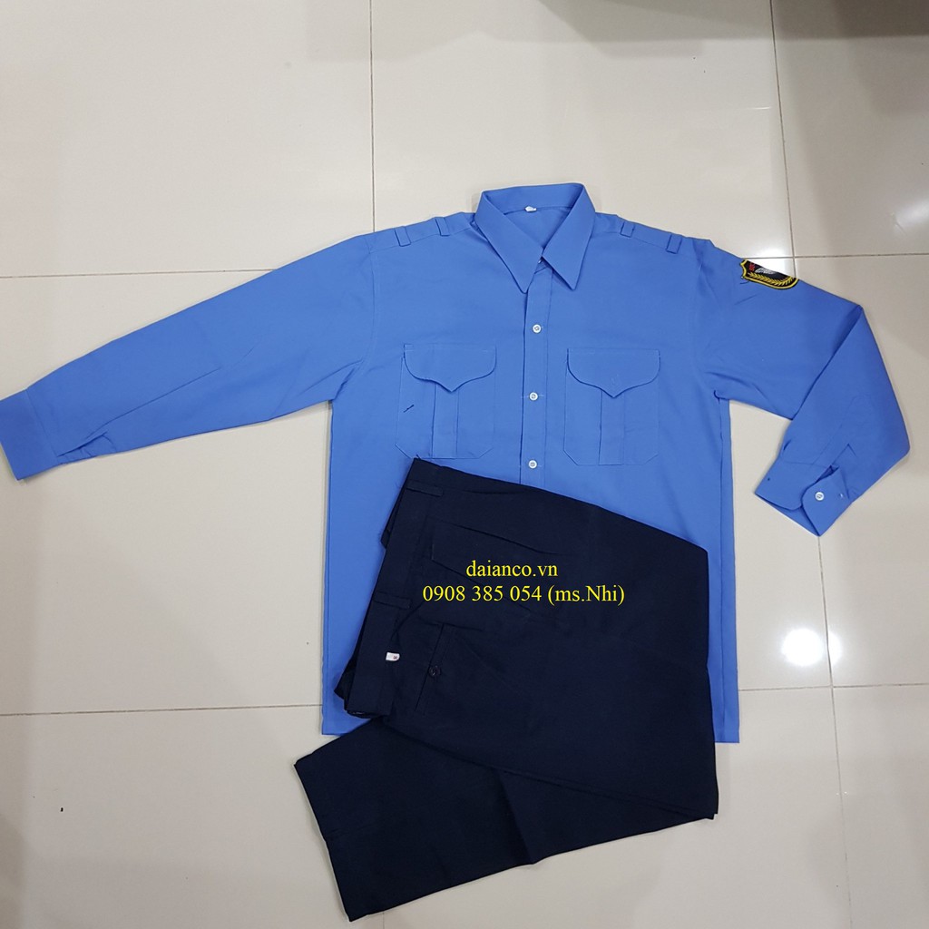 Bộ đồng phục bảo vệ áo tay dài vải Ford thoáng mát, quần kaki thành công - Hình thật, hàng sẵn