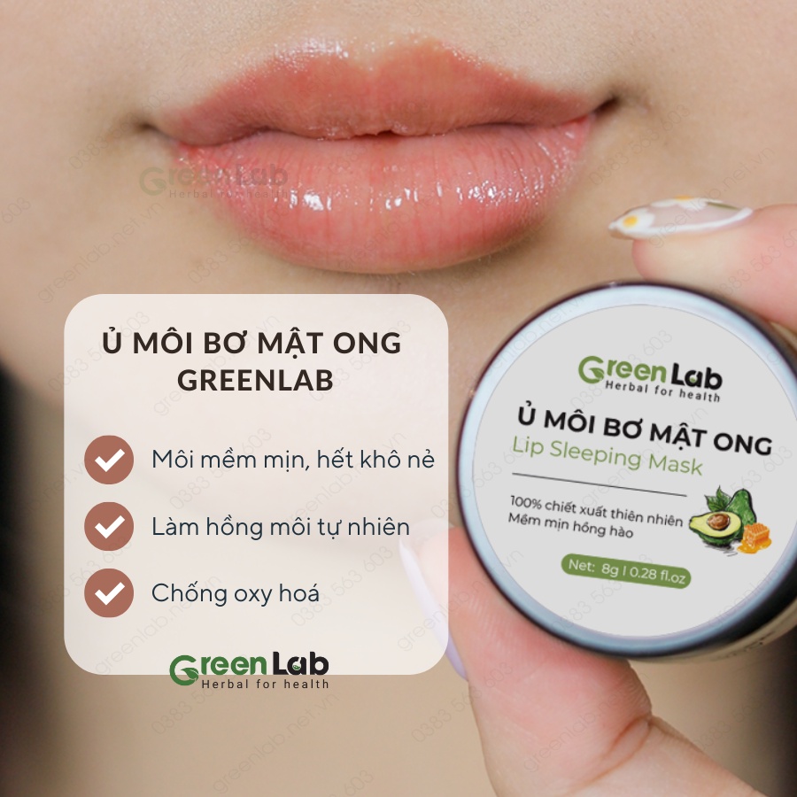 Bộ đôi Môi Hồng Môi Xinh GreenLab (Ủ môi và son môi) 12g