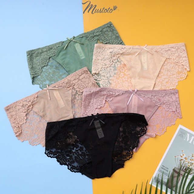 Combo 5 Quần Lót Nữ Ren Phối Lưới Lưng Thấp Thoải Mái Gợi Cảm Frangipani (Mustoto MQ23)