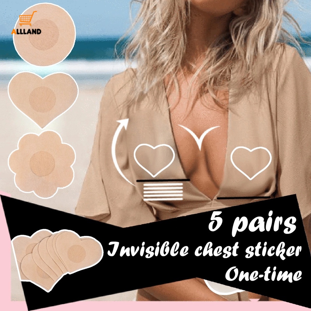 Set 10 Miếng Dán Ngực Bằng Vải Không Dệt Thoáng Khí Vô Hình Dùng Một Lần Dành Cho Nữ