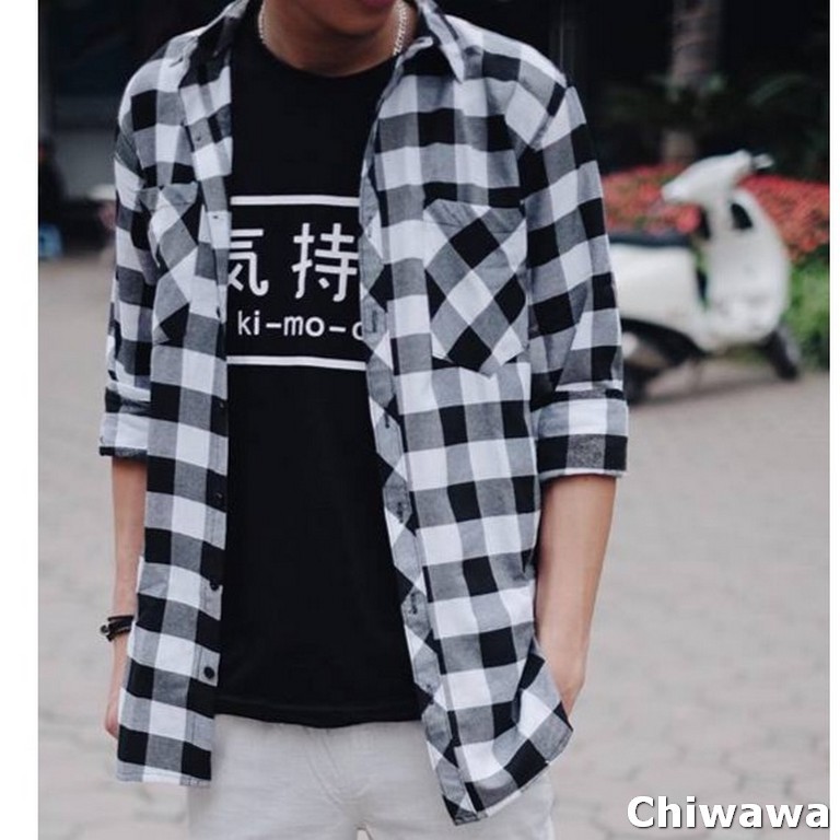 Áo khoác sơ mi caro cho nam và nữ Amozo 21 phong cách Hàn Quốc chuẩn soái ca, Mua Ngay