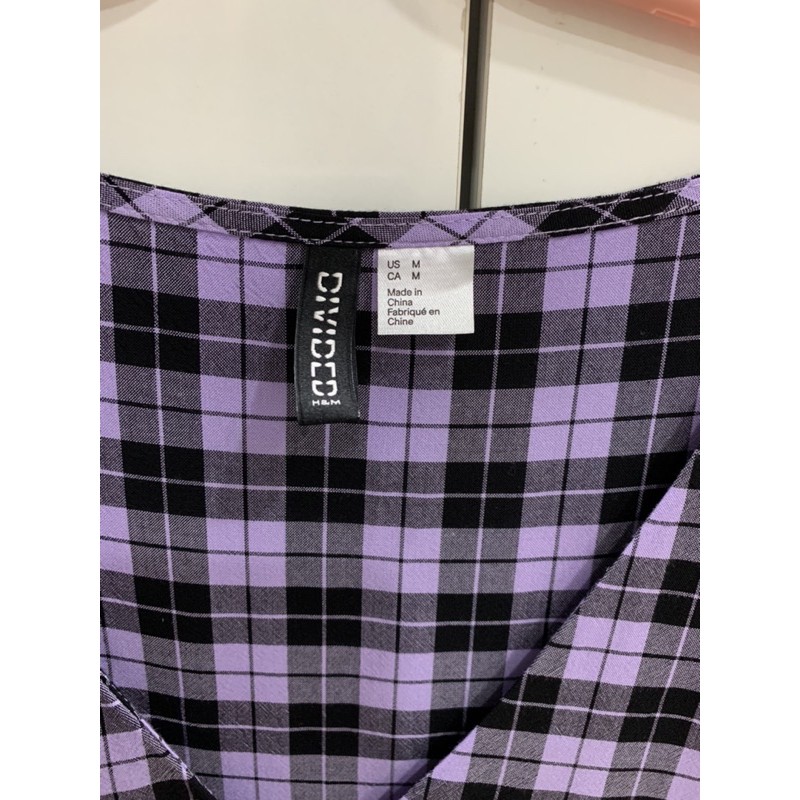 Đầm H&M caro tím size M chính hãng mới 95%