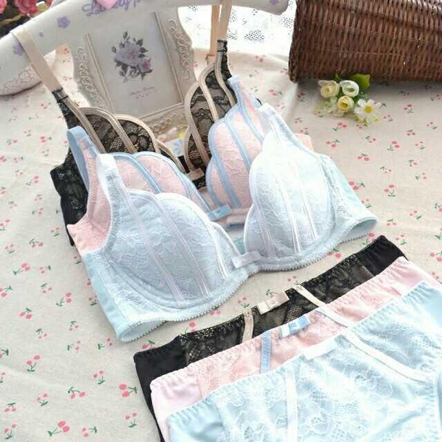 Bộ đồ lót pha ren dễ thương, có đệm nâng độn ngực với quần chip ren sexy - UDW035 | BigBuy360 - bigbuy360.vn