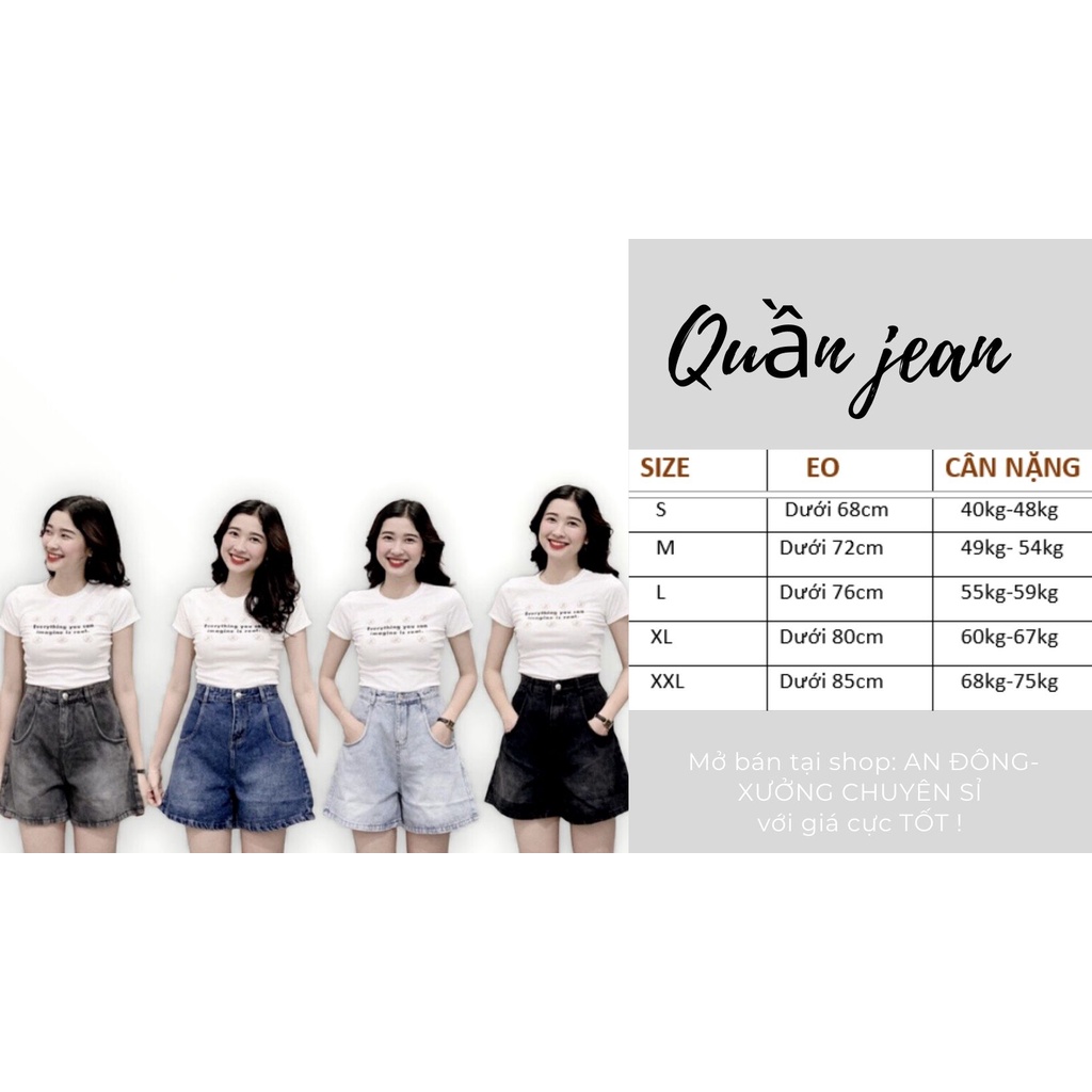 QUẦN SHORT NỮ JEAN LƯNG CAO ĐỦ SIZE 40KG-80KG ỐNG RỘNG MẶC THOẢI MÁI ❤