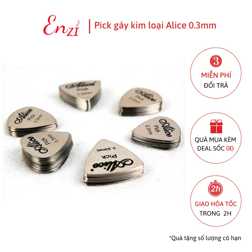 Pick Alice kim loại phím gảy thép dày 0,3mm phím gảy guitar ukulele Enzi