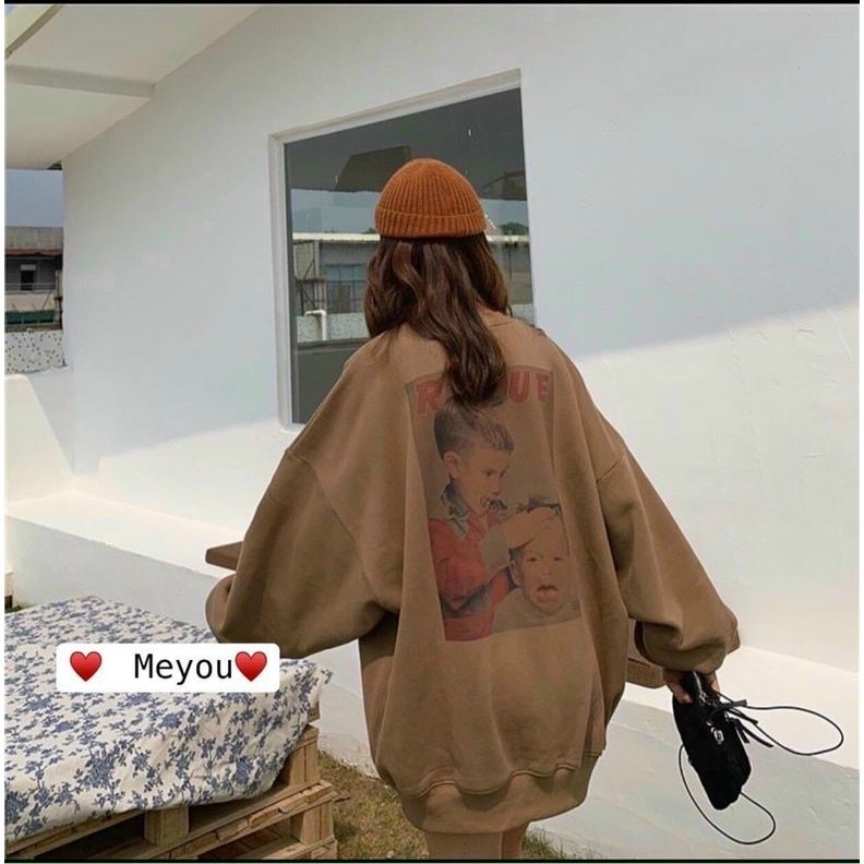 [siêu đẹp]áo hoodie không nón chất vải mềm mịn in hình siêu cute