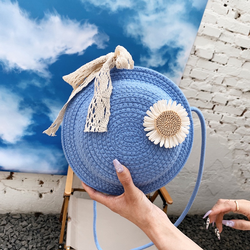 Túi Đeo Chéo Hình Tròn Đan Sợi Phong Cách Hàn Quốc Thời Trang Cho Nữ