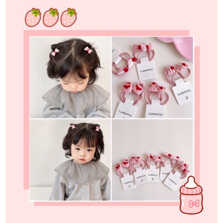 Cột tóc tông Hồng hình dễ thương cho bé [chun êm mềm]