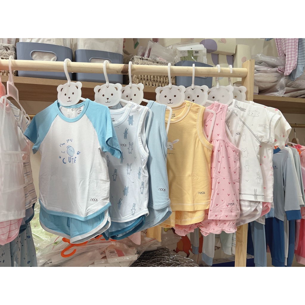 Bộ Quần Áo Ba Lỗ Nous Kẻ xanh Nhạt (Size Từ 6-9 Tháng Đến 18-24 Tháng)