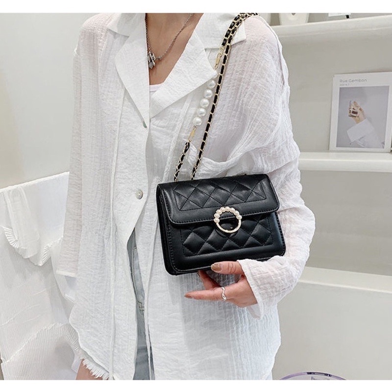 Túi xách nữ đeo chéo đeo vai khoá ngọc tròn phong cách hàn quốc Zuliashop8386