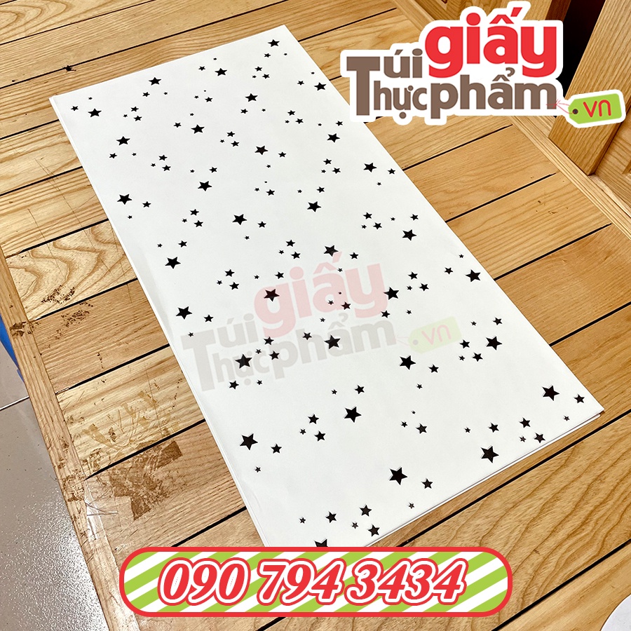 500 Giấy Gói Thời Trang, Giấy bọc quần áo, Giày dép phụ Kiện, linh kiện,gói hoa (Pelure 30x60cm - 35gsm - Ngôi sao)