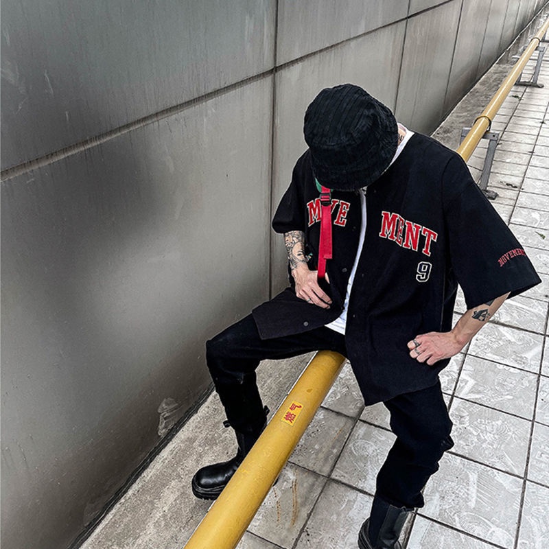 Áo Thun Bóng Chày Tay Ngắn Dáng Rộng Phong Cách Hip Hop Thời Trang Mùa Hè Cho Nam