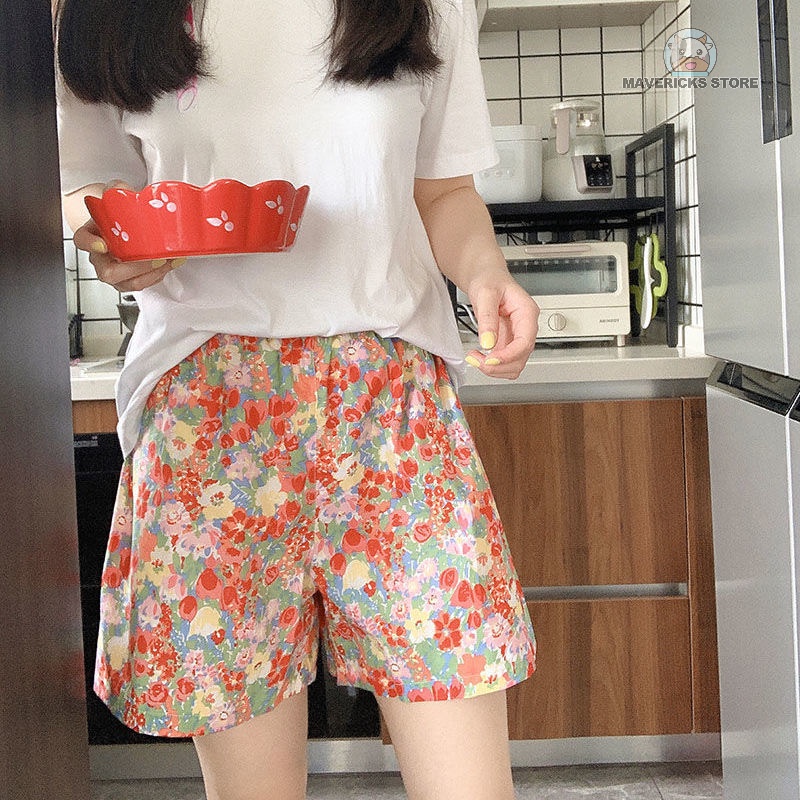 Quần short nữ in hình hoa tulip phong cách Hàn Quốc