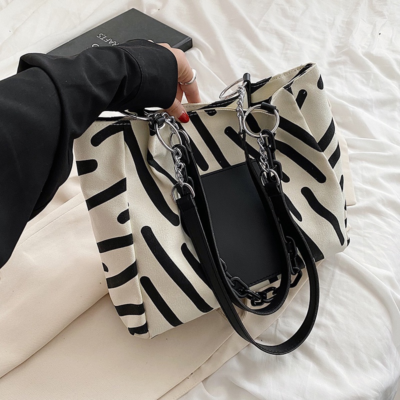 IELGY Túi Đeo Vai Vải canvas Cỡ Lớn In Họa Tiết Ngựa Vằn Thời Trang Cho Nữ