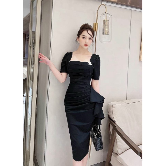 [FREE SHIP] ĐẦM BODY NỮ TAY LỠ BÈO PEPLUM DỰ TIỆC CỰC HOT