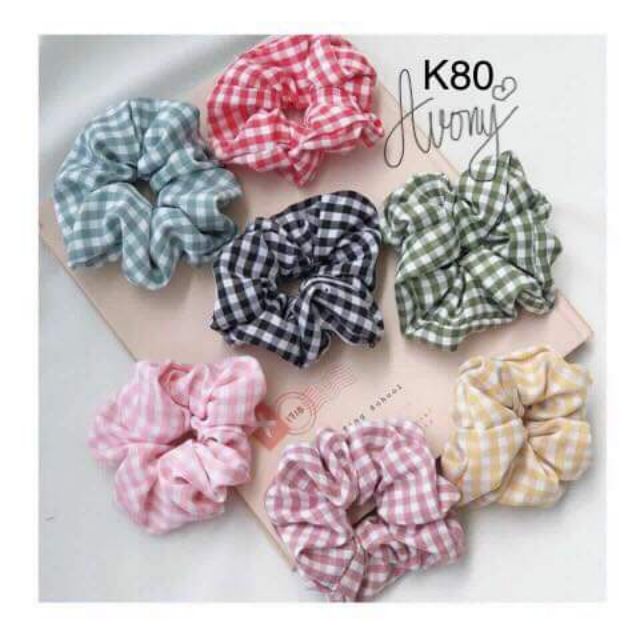 Cột tóc vải Scrunchies caro dễ thương HOT TREND