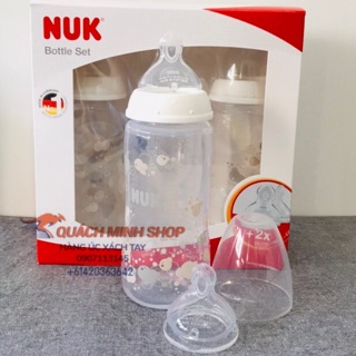 Combo Bình NUK 300ml kèm núm size M- Hàng chuẩn ĐỨC