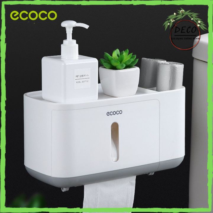 Hộp đựng giấy vệ sinh Ecoco dán tường ✅FREESHIP✅ có khay để đồ đa năng - ❄Loại cao cấp - Sản phẩm chính hãng, hình ch