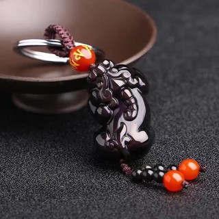 Móc khóa tỳ hưu thạch anh khói- tự nhiên 100%