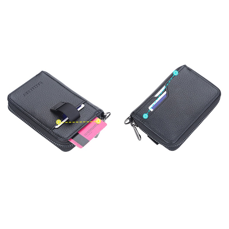 Ví Da PU Dáng Ngắn Có Khóa Kéo Phong Cách Vintage Cho Nam