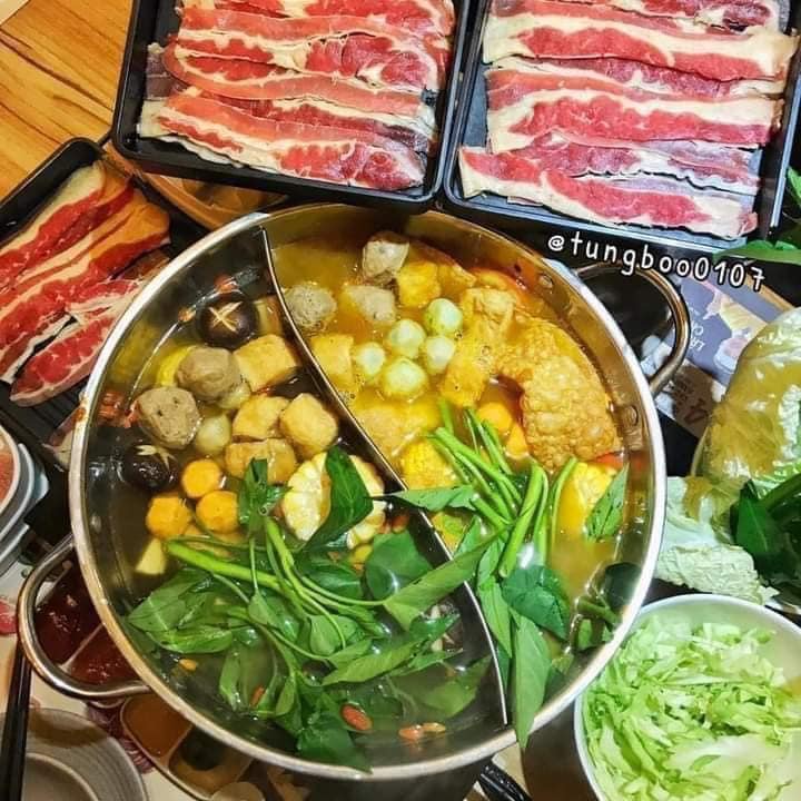 Lẩu hai ngăn inox có sẵn