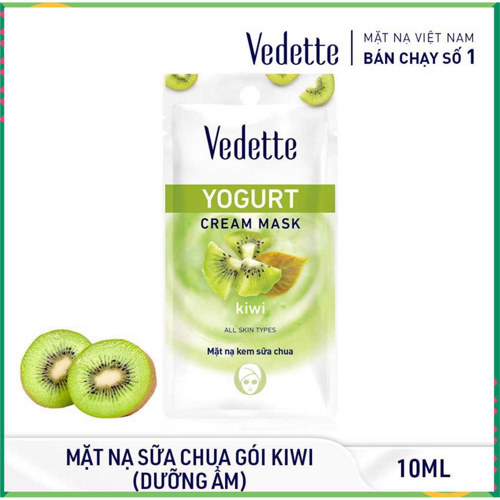 ❇️ Mặt Nạ Kem Sữa Chua Kiwi 10ml VEDETTE - DƯỠNG DA ẨM & SÁNG DA - TPM045