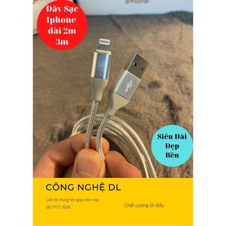 (Ảnh Thật 100%) Dây Cáp Sạc IPDây Dù dài 2m và 3m Siêu Bền