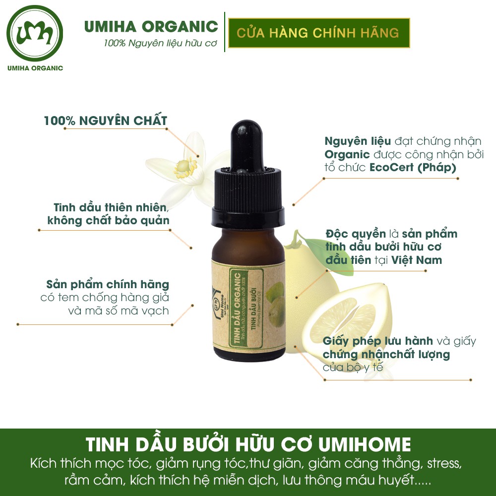 Tinh dầu Bưởi hữu cơ UMIHA nguyên chất | Grapefruit Essential Oil 100% Organic 10ml