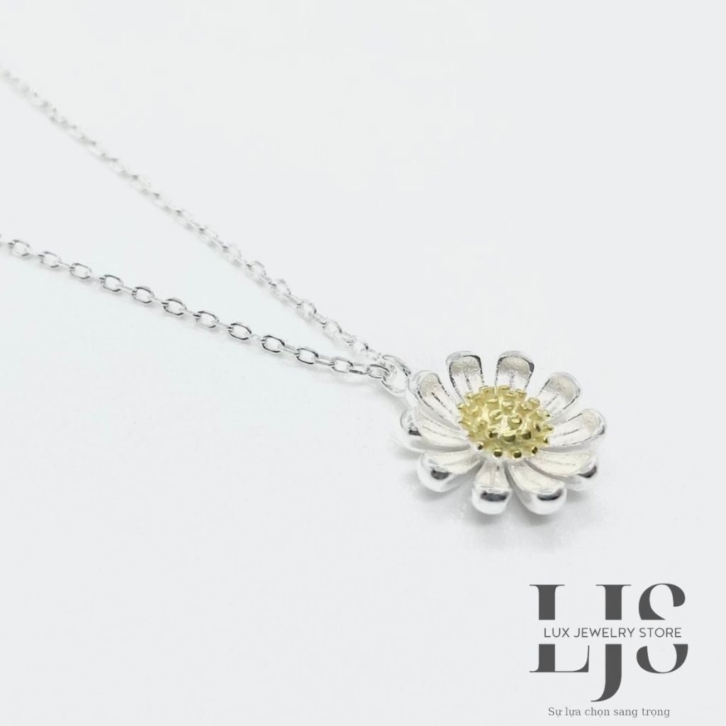 Dây chuyền bạc Lux Jewelry, vòng cổ bạc hoa cúc – LUXJ911
