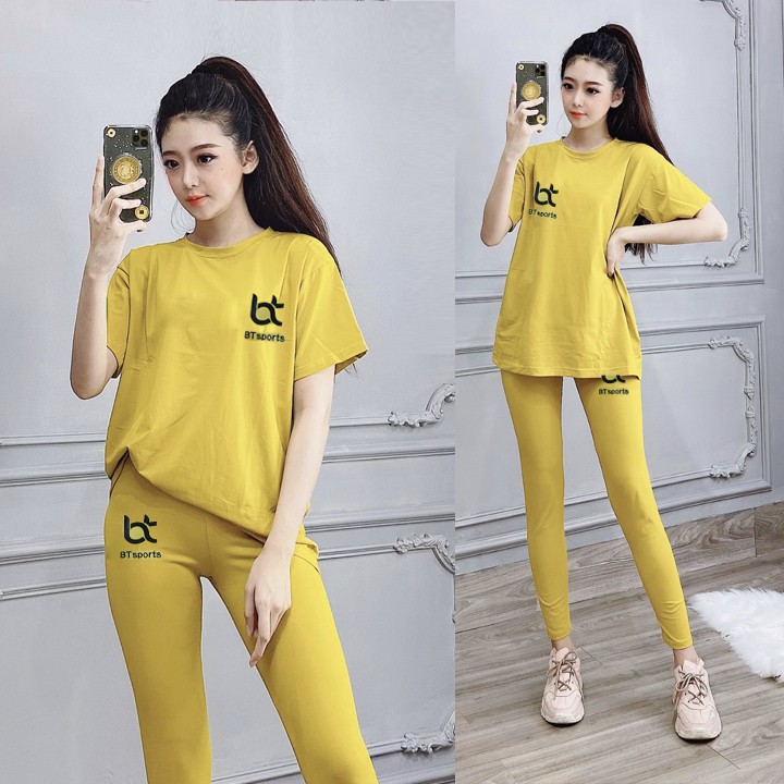 Bộ đồ thể thao form dài rộng thêu chữ TT366 vải cotton thái mịn đẹp mát không xù lông