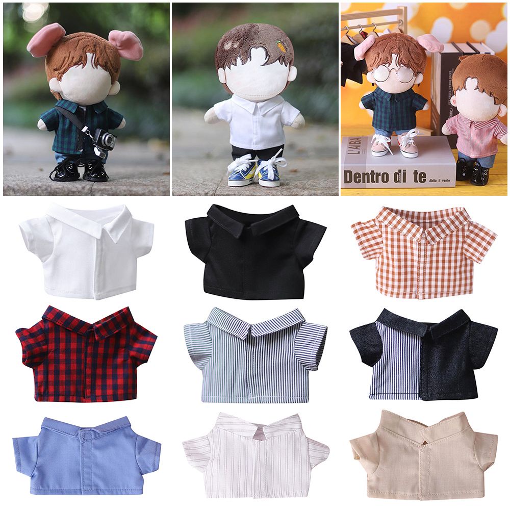 Quần áo búp bê cotton kẻ sọc thay đổi màu sắc 20cm