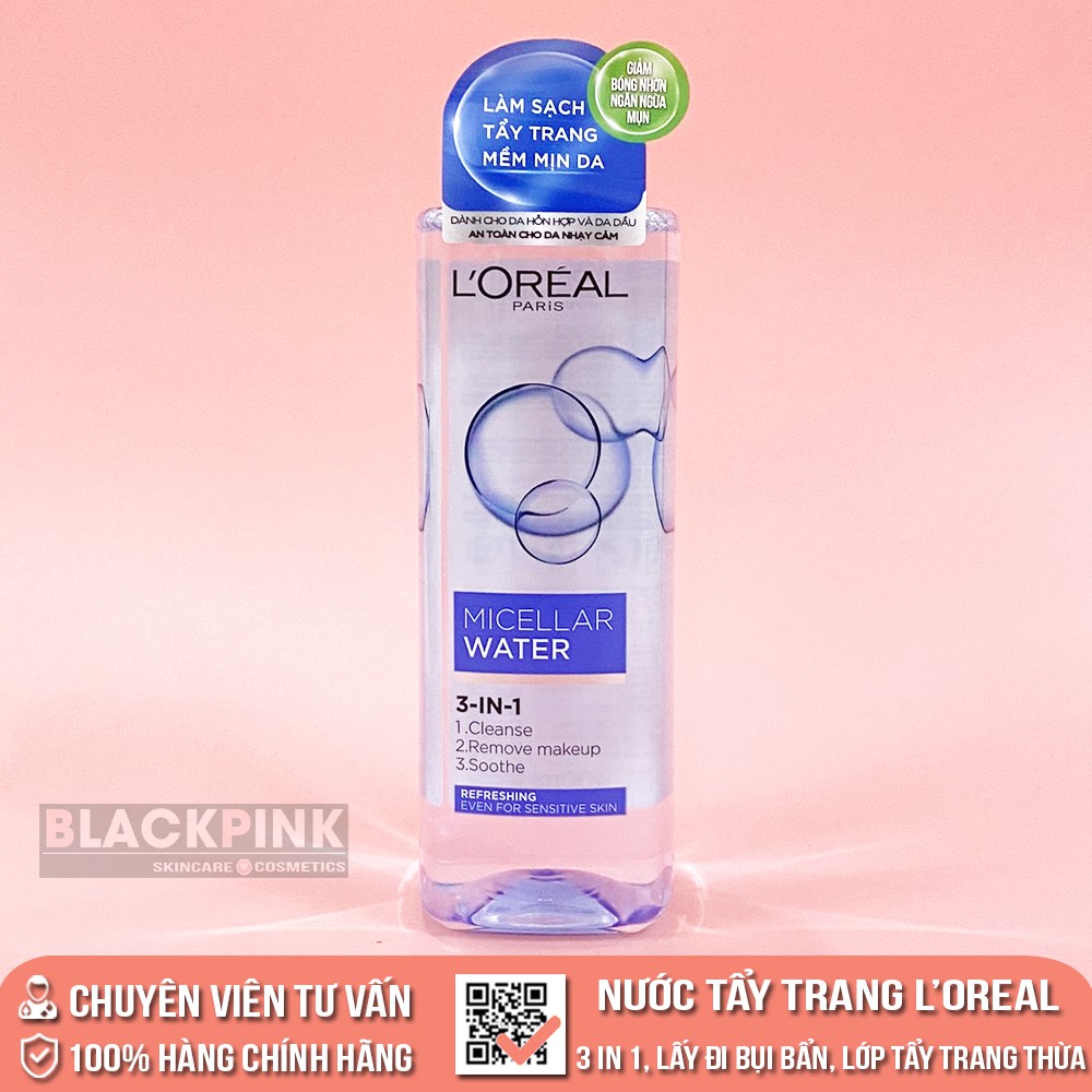 Nước tẩy trang Loreal 400ml - L'Oreal Paris 3-in-1 Micellar Water, nhẹ nhàng tẩy sạch cặn trang điểm | BigBuy360 - bigbuy360.vn