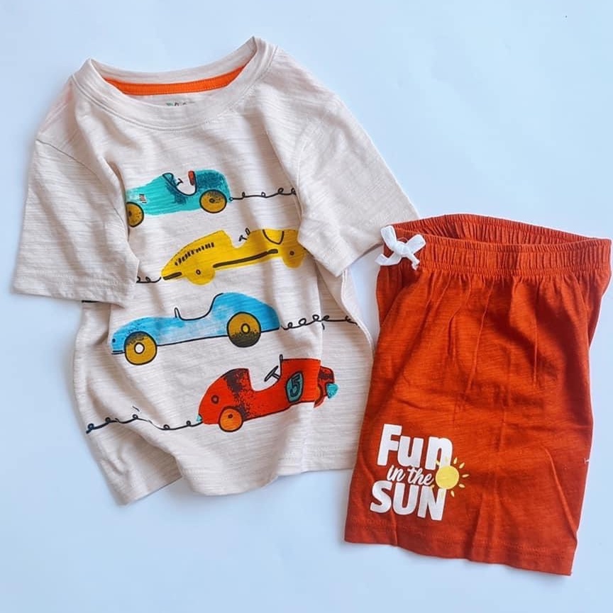 Đồ Bộ Cotton In Họa Tiết Hoạt Hình Mặc Mùa Hè Cho Bé Trai Size 1 - 5 Tuổi MINTSCLOSET Mint's Closet - DB8029