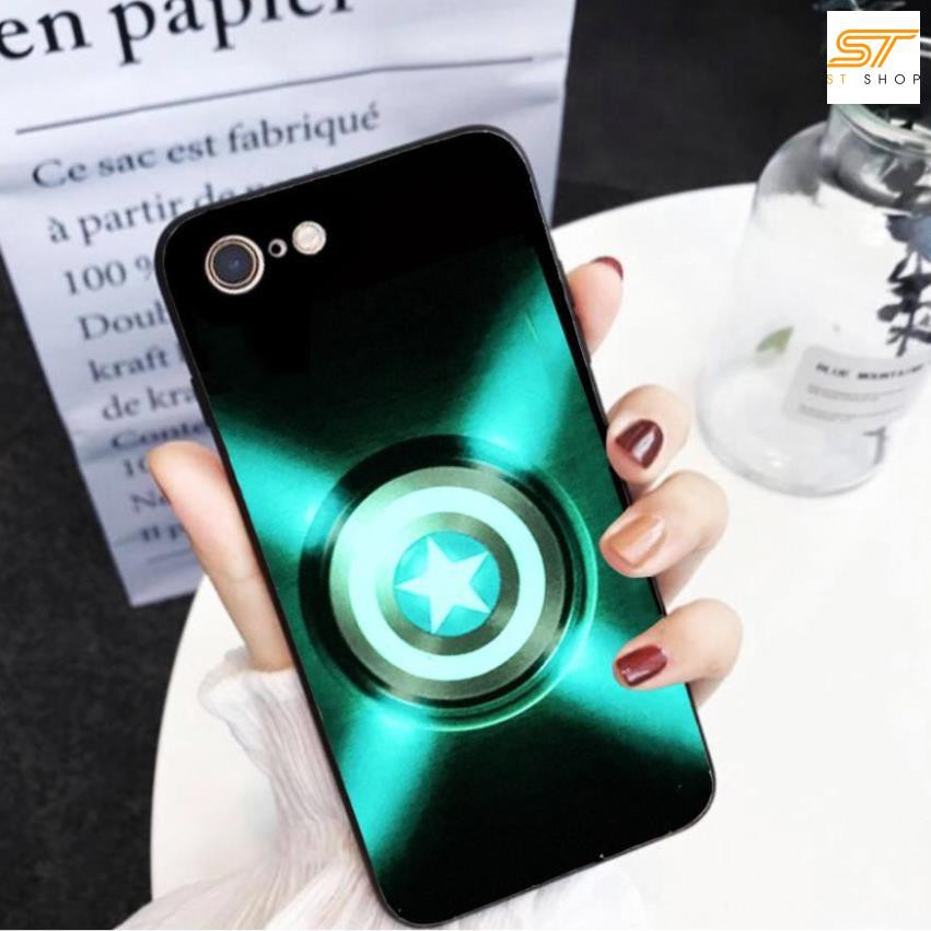 Ốp Lưng Kính Dạ Quang - Khiên Captain ( Evengers ) dành cho OPPO a37/neo9/a39/neo9s/a57/a59/f1s/a71/a83