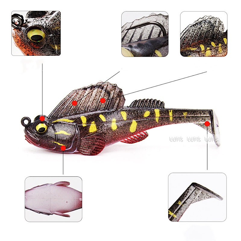 Bộ 5 Mồi Câu Cá Giả Đầu Chì Bằng Nhựa Mềm 14g