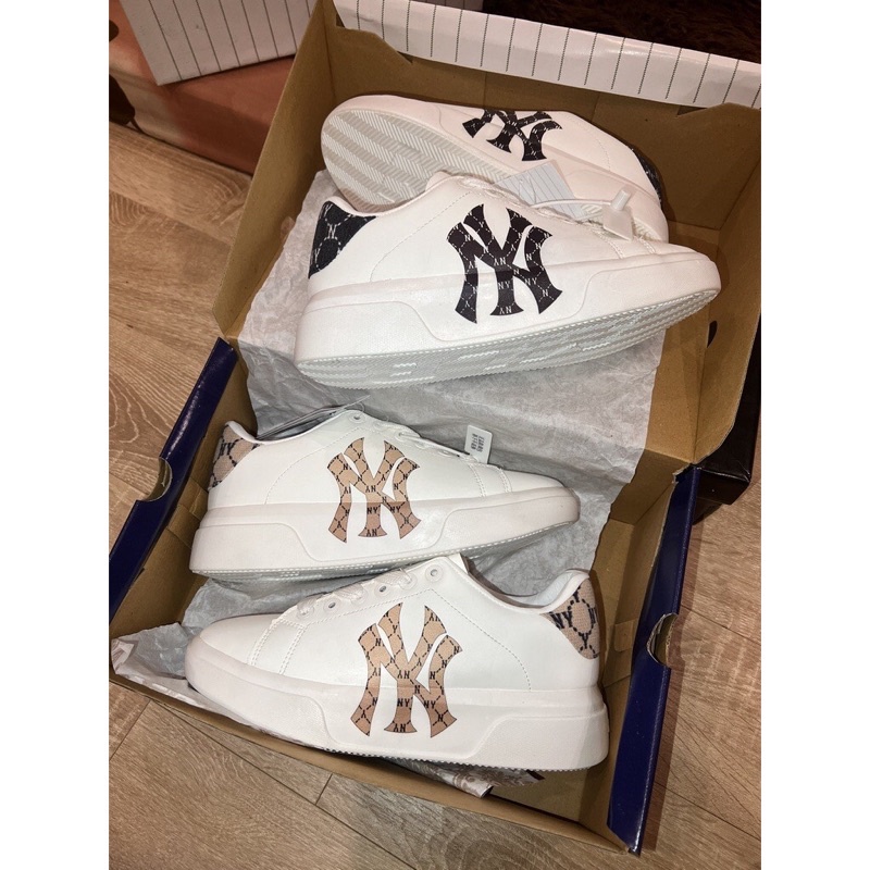 Giày thể thao Snacker chữ NY MLB đế cao su siêu êm chống trơn chượt