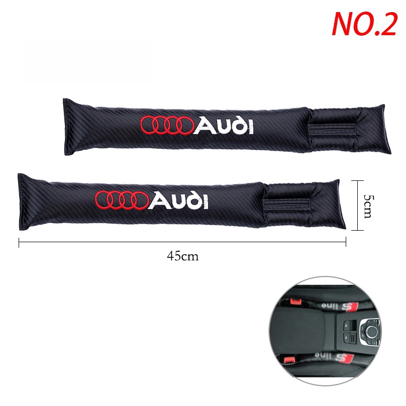 In stock Audi Carbon Fiber Car Seat Neck Headrest Safety Belt Pad Cover Shoulder Pad Gap Leak-Proof Slit Plug Sun Visor CD Clip Catcher Box Car Steering Wheel Cover