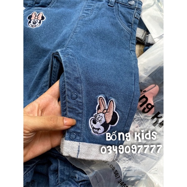 Quần Yếm Dài Bé Gái Minnie Denim PR