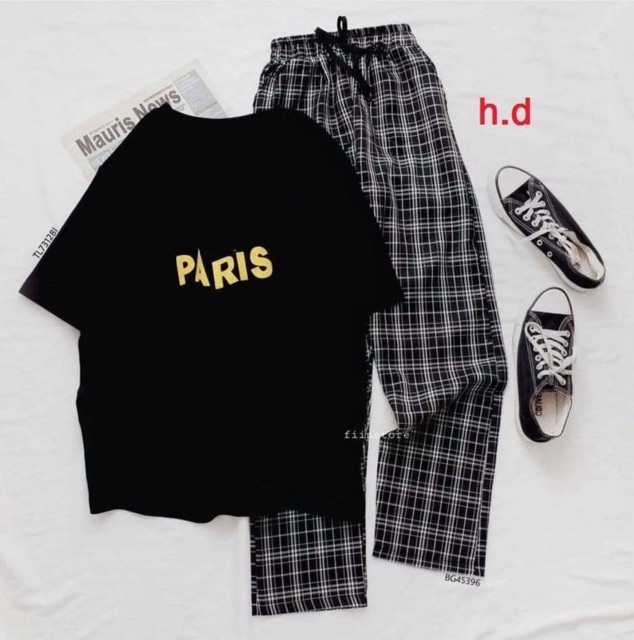 Sét áo PARIS + quần kẻ than HDN876