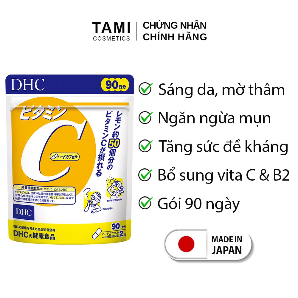 Viên uống Vitamin C DHC Nhật Bản giúp sáng da mờ thâm thực phẩm chức năng 90 ngày TMDHCC90