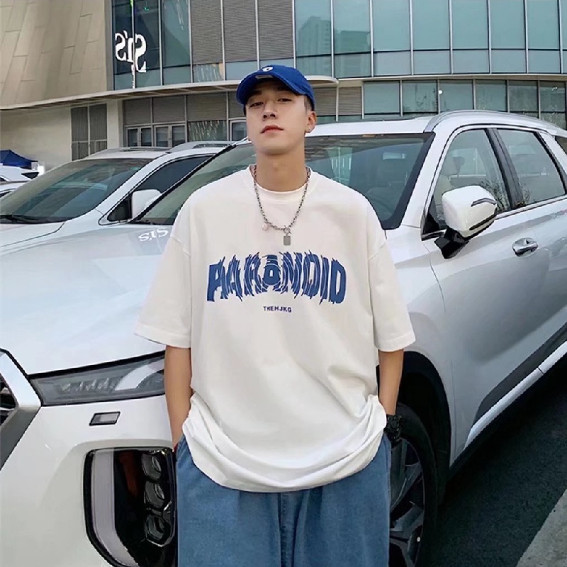 Áo Thun Tay Ngắn Dáng Rộng In Chữ Cỡ Lớn M-8XL Thời Trang Mùa Hè Phong Cách Hàn Quốc Cho Nam
