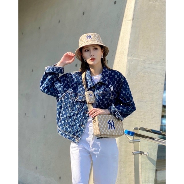 Full MLB Monogram Beige Và Xanh Navy Full Tag